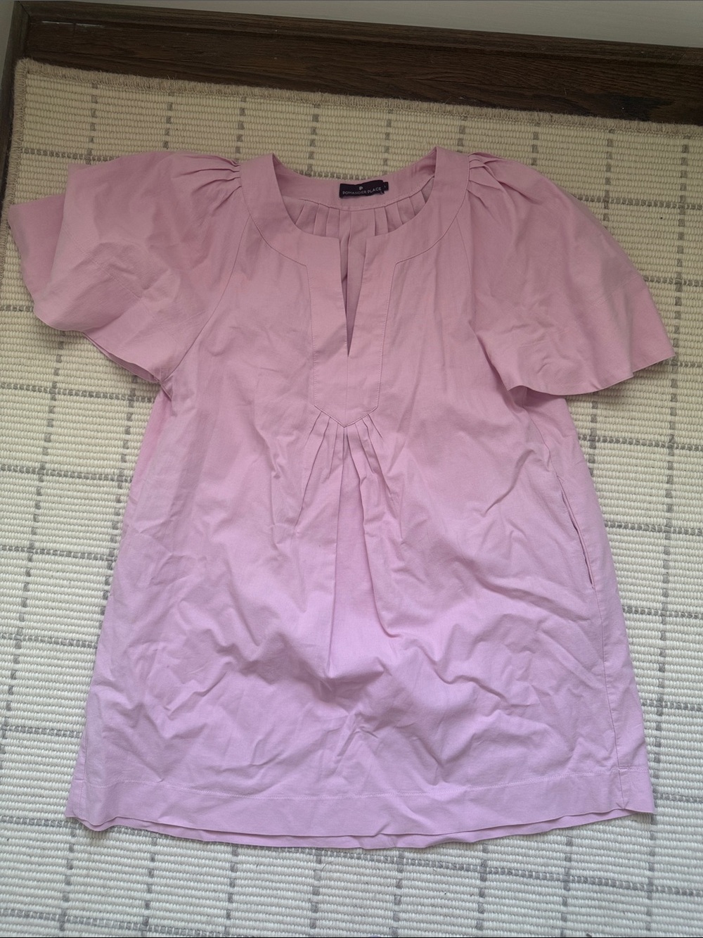 Tuckernuck “Pomander Place” Light Pink Short-Sleeve Pleated Tunic
